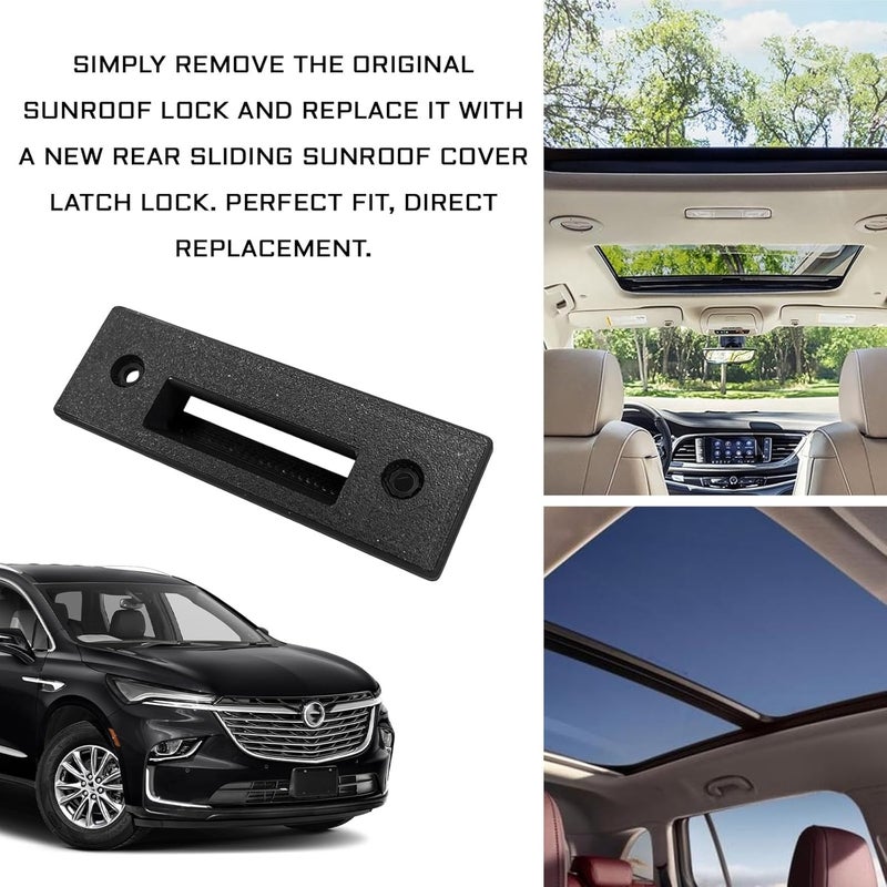 SamWinGear Moonroof Cover Latch Rear Sliding for Chevy Traverse, Buick Enclave, GMC Acadia Rear Moonroof Slider Sunroof Rev 0 F Lock Handles Retainer 84900118 Matte Black Sliding Skylight Hardware Kit - Image 4